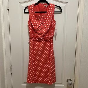 NWT Dress Barn Coral Polka Dot Dress Sz 8